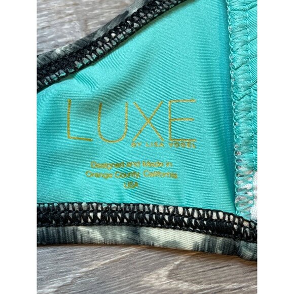 Luxe Brown Black Beaded Patterned Strapless Bikini Top Sz S - Picture 5 of 7